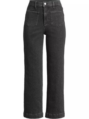 Lands' End Soft Denim High Rise Wide Leg Pocket Crop Jeans Sz 6